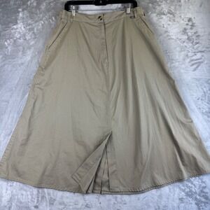 Ex Officio Tan Skirt Women's 16P A-Line‎ Midi Casual Travel Safari (1372)